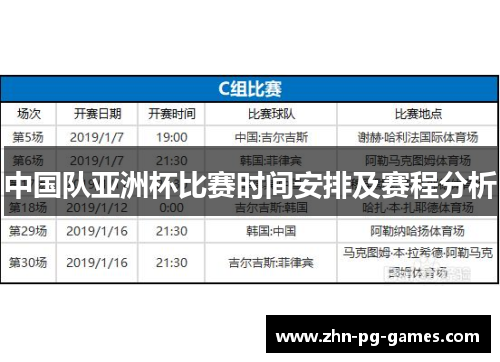 中国队亚洲杯比赛时间安排及赛程分析